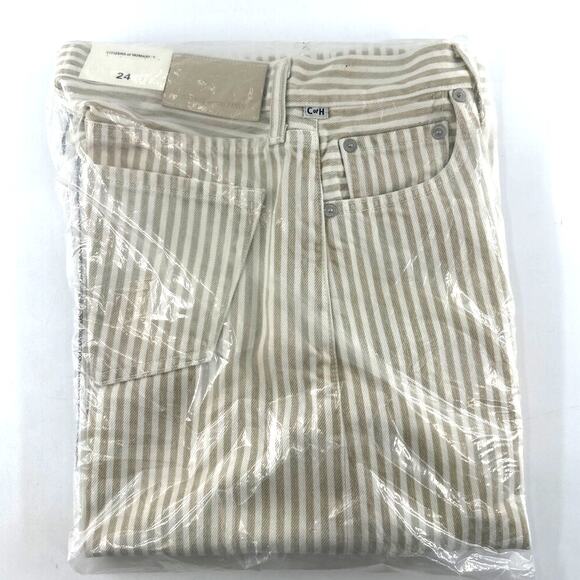 Citizens of Humanity Women's Khaki Stripe Miro Rework Relaxed Jeans Size 24 - Picture 3 of 11